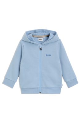 Kids' logo-print zip-up hoodie in a cotton blend, Light Blue
