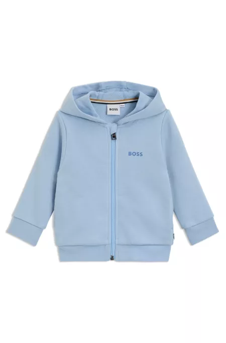 Kids' logo-print zip-up hoodie in a cotton blend