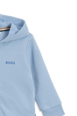 Kids' logo-print zip-up hoodie in a cotton blend, Light Blue