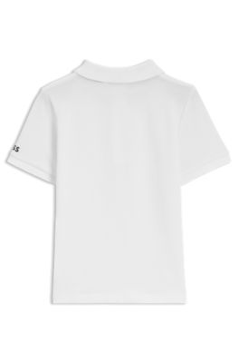Kids' signature-stripe polo shirt in stretch cotton, White
