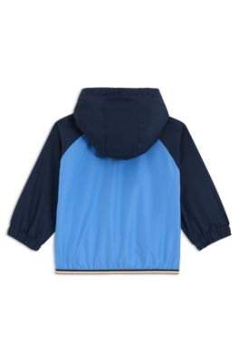 Kids' logo-print windbreaker with colour-blocking, Dark Blue
