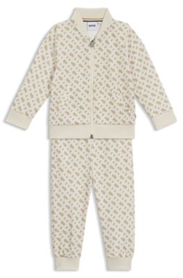 Kids' tracksuit with monogram pattern, Light Beige