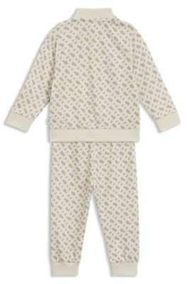 Kids' tracksuit with monogram pattern, Light Beige