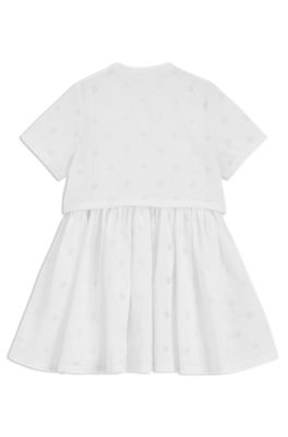 Vestido dos en uno para ni&ntilde;as con monogramas Double&nbsp;B, Blanco