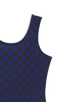 Ba&ntilde;ador para ni&ntilde;as con estampado de monogramas y espalda escotada, Azul oscuro