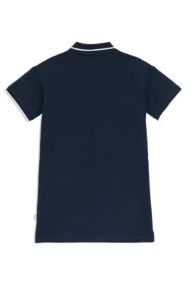 Vestido polo para ni&ntilde;as de piqu&eacute; de algod&oacute;n el&aacute;stico, Azul oscuro