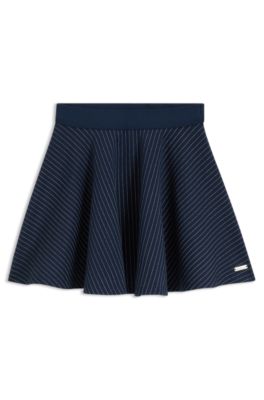 Falda estilo patinadora para ni&ntilde;as con estampado de rayas, Azul oscuro