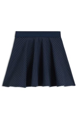 Falda estilo patinadora para ni&ntilde;as con estampado de rayas, Azul oscuro