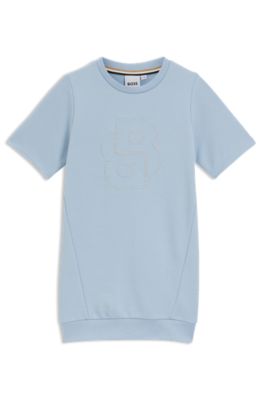 Kids' sweatshirt dress with embroidered Double B monogram, Light Blue