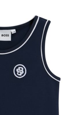 Kids' sleeveless dress with Double B monogram, Dark Blue