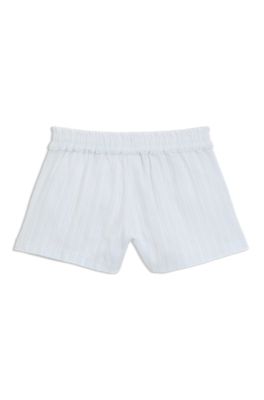 Kids' cotton-blend shorts with broderie anglaise, Light Blue