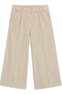 Kids' trousers in linen and cotton, Beige