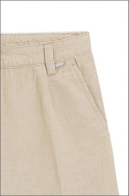 Pantalones para ni&ntilde;os de lino y algod&oacute;n, Beige