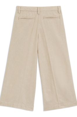Kids' trousers in linen and cotton, Beige
