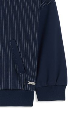 C&aacute;rdigan para ni&ntilde;os de tejido el&aacute;stico a rayas, Azul oscuro