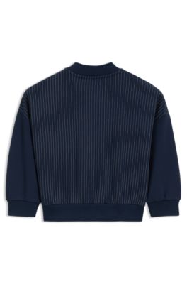 C&aacute;rdigan para ni&ntilde;os de tejido el&aacute;stico a rayas, Azul oscuro