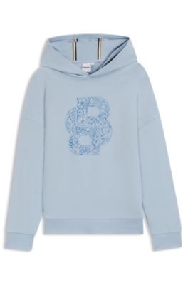 Sudadera con capucha para ni&ntilde;os de algod&oacute;n el&aacute;stico con monograma Double&nbsp;B, Celeste