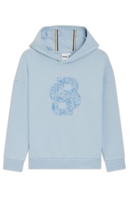 Kids' stretch-cotton hoodie with Double B monogram, Light Blue