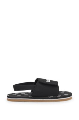Kids' sandals with logo riptape strap, Black