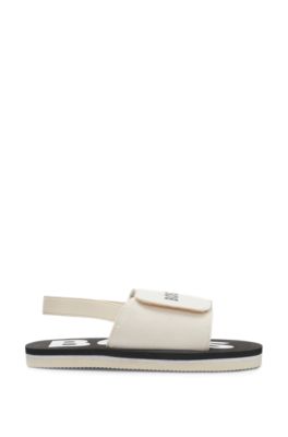 Kids' sandals with logo riptape strap, Beige