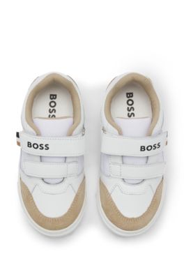 Kids' trainers in mesh and leather, White