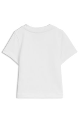 Camiseta para beb&eacute;s de algod&oacute;n el&aacute;stico con logo brillante, Blanco