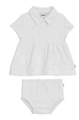 Baby dress and bloomers with Double B monograms, White