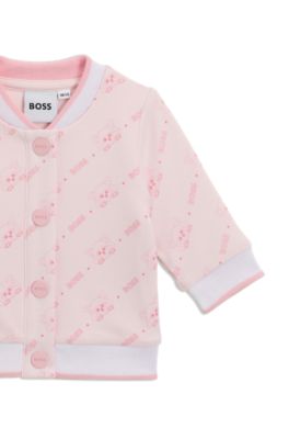 Ch&aacute;ndal de algod&oacute;n de tres piezas para beb&eacute;s en caja de regalo, Rosa claro