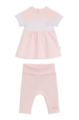 Conjunto de vestido y leggings para beb&eacute;s en caja de regalo, Rosa claro