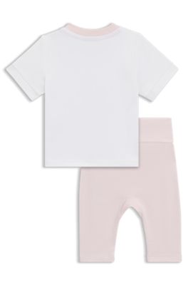 Baby leggings and T-shirt in stretch cotton, White