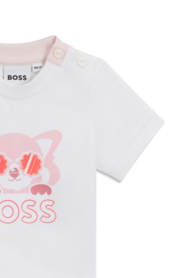 Baby leggings and T-shirt in stretch cotton, White