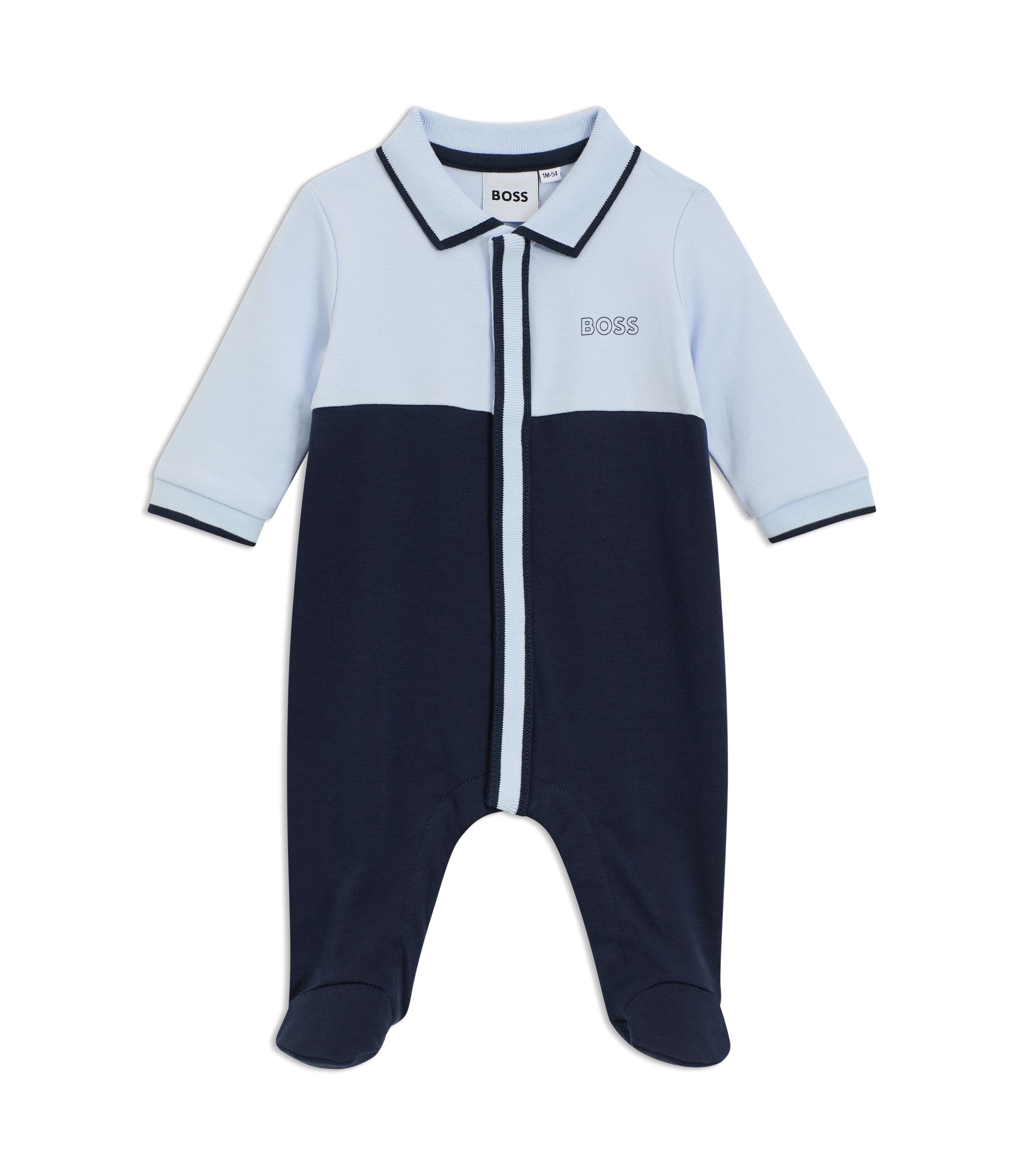 BOSS Baby polo-collar sleepsuit in cotton Dark Blue
