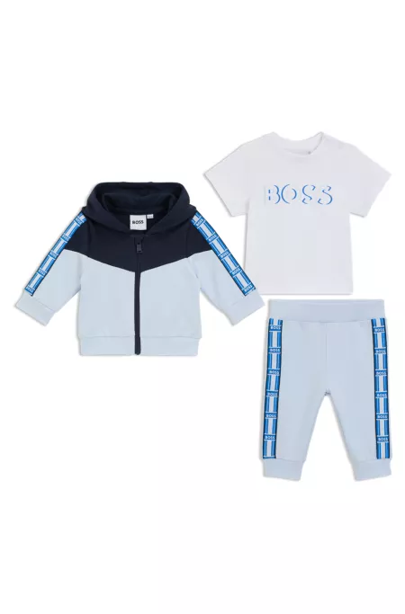 Kids' three-piece tracksuit in stretch cotton