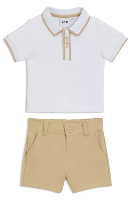 Baby polo shirt and shorts in a cotton blend