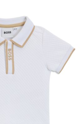 Baby polo shirt and shorts in a cotton blend, White