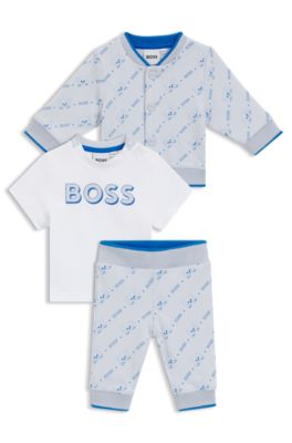 Kids' three-piece tracksuit in cotton, Light Blue