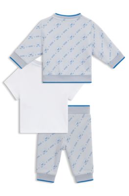 Kids' three-piece tracksuit in cotton, Light Blue
