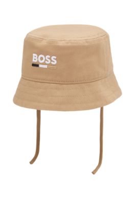 Baby bucket hat with embroidered logo, Brown