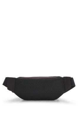 Kids' silicone-logo belt bag in ripstop, Black