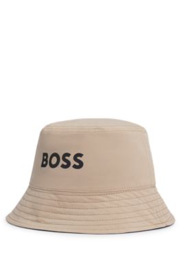 Gorro de pescador reversible para ni&ntilde;os en tejido antidesgarros y algod&oacute;n, Beige