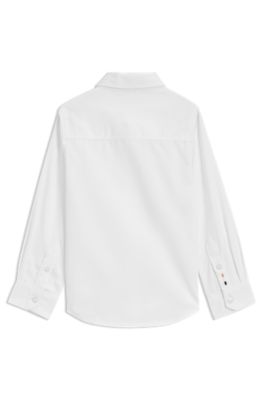 Camisa para ni&ntilde;os de algod&oacute;n Oxford con logo bordado, Blanco