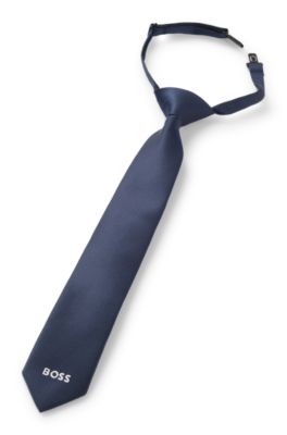 Corbata para ni&ntilde;os preanudada y con cierre ajustable en caja de regalo, Azul oscuro