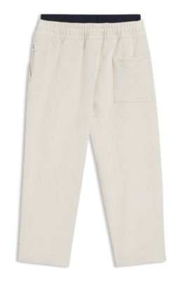 Kids' logo-label tracksuit bottoms in velvet, Light Beige