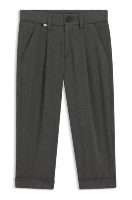 Kids' formal trousers in stretch herringbone, Black