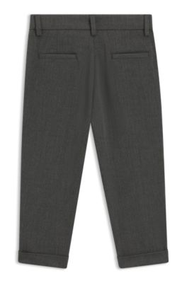Kids' formal trousers in stretch herringbone, Black