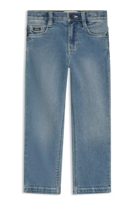 Kids' blue regular-fit jeans in stretch denim