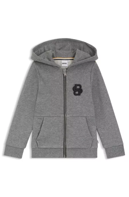Kids' cotton-blend zip-up hoodie with Double B monogram