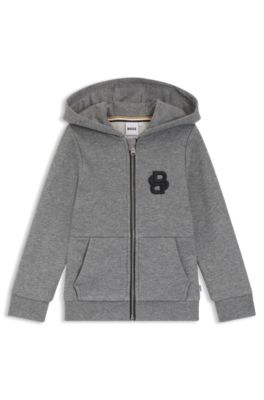 Kids' cotton-blend zip-up hoodie with Double B monogram, Dark Grey