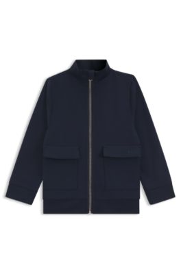 Kids' embroidered-logo jacket with zip front, Dark Blue