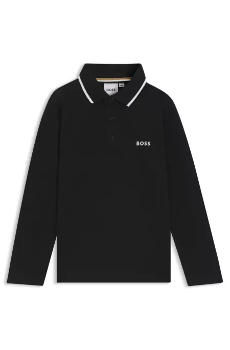 Kids' logo-print polo shirt in cotton piqué